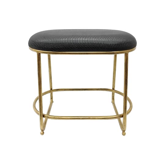 20" x 18.5" Black Faux Crocodile Oval Stool by Ashland®